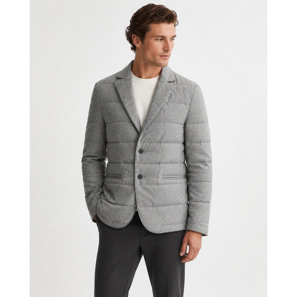 REISS Kadir Quilted Blazer Grey Puffer Coat Jacket Down Men Size S